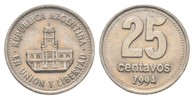 Аргентина 25 сентаво 1994 ратуша Буэнос-Айреса KM 110a медно-никель 4663-611