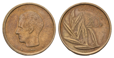 Бельгия 20 франков 1982 Belgique, Бодуэн I (1951-1993) KM 159 никель бронза 190-251