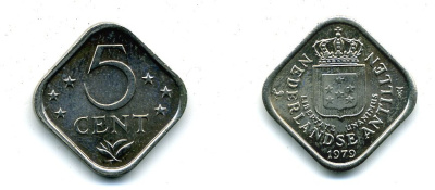 Нидерландские Антилы 5 центов 1979 Юлиана (1948-1980) KM 13 медно-никель 46-2564