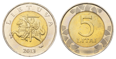 Литва 5 лит 2013 KM 113 биметалл UNC 4650-852