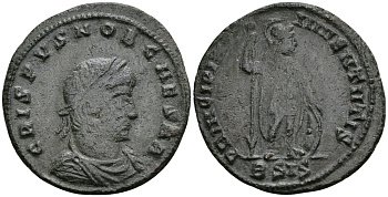 Римская Империя нуммий 320 - 321 Крисп в ранге цезаря PRINCIPIA IVVENTVTIS Сисция Good Very fine (R4) RIC 39 бронза 1073-3-5-3