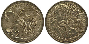 Польша 2 злотых 2004 MW, польские художники XIX-XX вв. Станислав Выспяньский KM 512 нордик 114-114