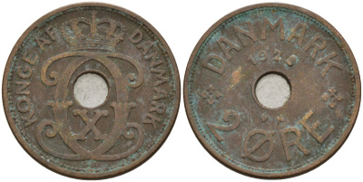 Дания 2 эре 1928 Кристиан X (1912-1947) KM 827 бронза 4147-447