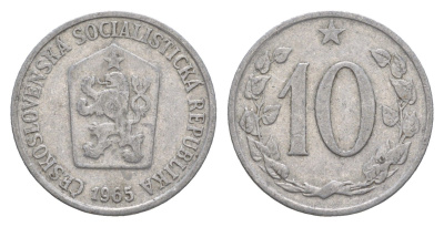 Чехословакия 10 геллеров 1965 KM 49.1 алюминий 4154-313
