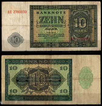 Германия 10 марки 1948 Pick 12 бумага 8621-24-1-2