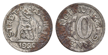 Ахен 10 пфеннигов 1920 Funck 1.1 железо 4613-442