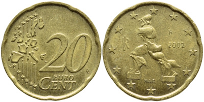 Италия 20 евроцентов 2002 KM 214 нордик 4397-525