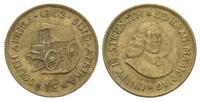 ЮАР 1 цент 1962 Ян ван Рибек KM 57 латунь 215-941