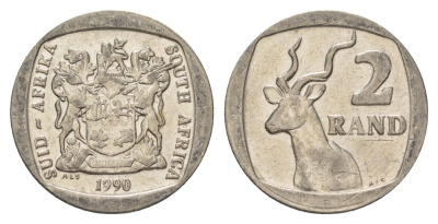 ЮАР 2 ранда 1990 KM 139 медь плакированная никелем 4626-1042