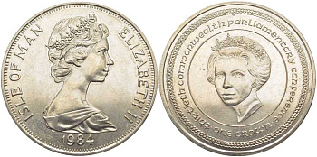 Остров Мэн 1 крона 1984 30 ЛЕТ ПАРЛАМЕНТСКОЙ КОНФЕРЕНЦИИ СТРАН БРИТАНСКОГО СОДРУЖЕСТВА, ЕЛИЗАВЕТА II KM 132 медно-никель UNC 107-732