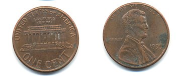 США 1 ЦЕНТ 1995 ЛИНКОЛЬН KM 201b цинк плакированный медью 86-321
