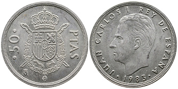 Испания 50 песет 1983 Хуан Карлос I (1975-2014) KM 825 медно-никель 56-721