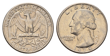 США 25 центов (квотер) 1979 Вашингтон KM А164а медь плакированная медно-никелем 4681-441