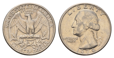 США 25 центов (квотер) 1979 Вашингтон KM А164а медь плакированная медно-никелем 4681-441