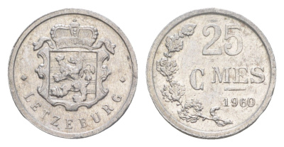 Люксембург 25 сантимов 1960 Шарлотта (1918-1964) KM 45a алюминий 4115-451