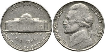 США 5 ЦЕНТОВ 1964 ДЖЕФФЕРСОН KM A192 медно-никель 4390-332