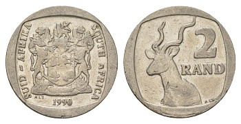 ЮАР 2 ранда 1990 KM 139 медь плакированная никелем 4626-1035