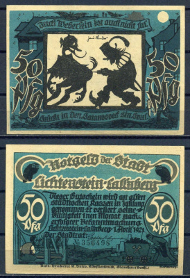Лихтенштейн-Кальнберг (Саксония) 50 пфеннигов 1921 бумага aUNC 7556-7-1-2