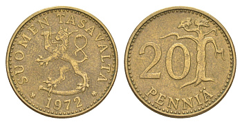 Финляндия 20 пенни 1972 KM 47 алюминиевая бронза 4648-415