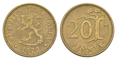 Финляндия 20 пенни 1972 KM 47 алюминиевая бронза 4648-415