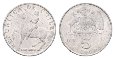 Чили 5 эскудо 1972 KM 199a алюминий 4654-641