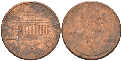 США 1 ЦЕНТ 2000 ЛИНКОЛЬН KM 201b цинк плакированный медью 187-1211