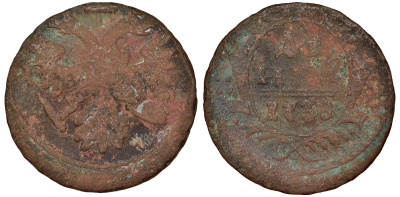 Россия деньга 1738 Анна Иоанновна (1730-1740) Биткин 365 медь 51-3641