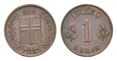 Исландия 1 эйре 1959 KM 8 бронза 4687-758