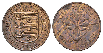 Гернси 8 даблов (дублей) 1959 KM 16 бронза aUNC 4565-635