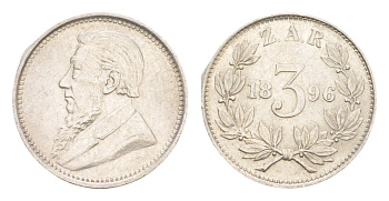 ЮАР (Трансвааль) 3 пенса 1896 KM 3 серебро 1529-535