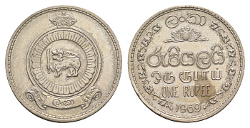 Цейлон 1 рупия 1969 KM 133 медно-никель aUNC 4650-856