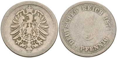 Германия 5 пфеннигов 1874 A J.3  KM 3 медно-никель    4598-965