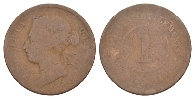 Стрейтс Сетлментс 1 цент 1876 Виктория (1837-1901) KM 9 медь 4642-413