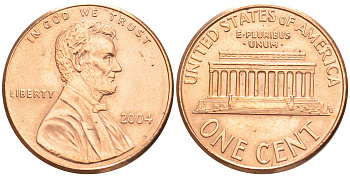 США 1 ЦЕНТ 2004 D ЛИНКОЛЬН KM 201b цинк плакированный медью UNC 187-745