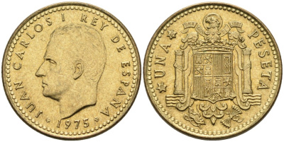 Испания 1 песета 1975(80) Хуан Карлос I (1975-2001) KM 806 алюминиевая бронза 4571-1144
