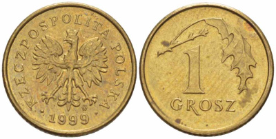 Польша 1 грош 1999 MW KM 276, Parchimowicz 701h латунь 105-732