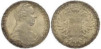 Австрия 1 талер 1780 SF, Мария Терезия, официальный рестрайк KM Т1 серебро 443-1424