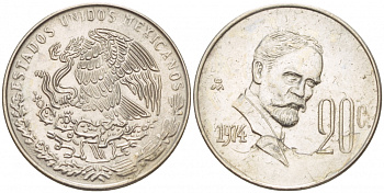 Мексика 20 сентаво 1974 Мо, Игнасио Мадеро KM 442 медно-никель 4548-155