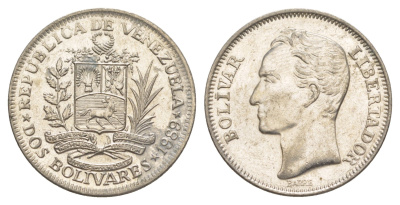 Венесуэла 2 боливара 1989 Симон Боливар Y 43a сталь плакированная никелем 4590-822