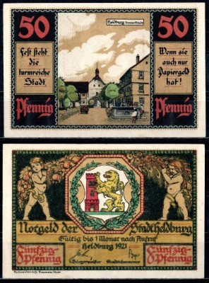 Хельдбург (Тюрингия) 50 пфеннигов 1921 бумага UNC (пресс) 7555-17-1-2
