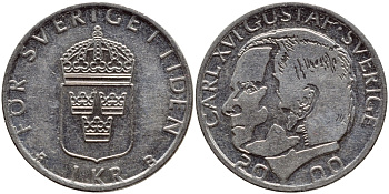 Швеция 1 крона 2000 Карл XVI Густав (1973- ) KM 852а медно-никель 4364-2127