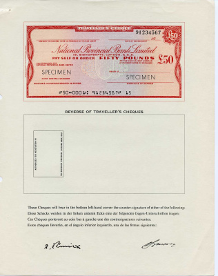 Англия, Национальный Провинциальный банк Лтд оригинальный буклет 1968 изображение 2, 5, 10, 20 и 50 фунтов, образец Specimen   бумага  UNC (пресс) 5548-3-2-2