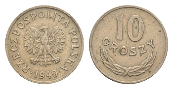 Польша 10 грошей 1949 Y 42 медно-никель 4636-415