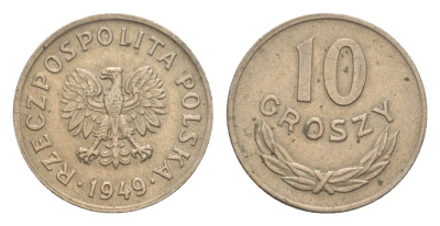 Польша 10 грошей 1949 Y 42 медно-никель 4636-415