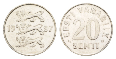 Эстония 20 сентов 1997 KM 23a сталь плакированная никелем UNC 4647-123