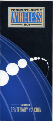 Великобритания 2 фунта 2001 Елизавета II (1952-2022), столетие трансатлантическому радио, в оригинальном картонном буклете KM 1014, Spink 4572 (K11) биметалл BUNC 00-00