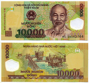 Вьетнам 10000 донгов 2009 Хо Ши Мин, нефтяная платформа Pick 119 d пластик UNC (пресс) 8615-57-2-2