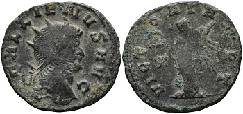 Римская Империя антониниан 260 - 268 Галлиен VICTORIA AET Рим Very fine RIC 297 бронза 1073-6-115