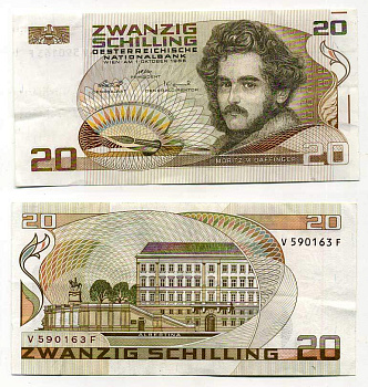 Австрия 20 шиллингов 1986  Pick 148  бумага aUNC 6287-17-2-1