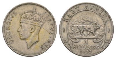 Британская Восточная Африка 1 шиллинг 1952 Георг VI (1936-1952) KM 31 медно-никель 4622-255